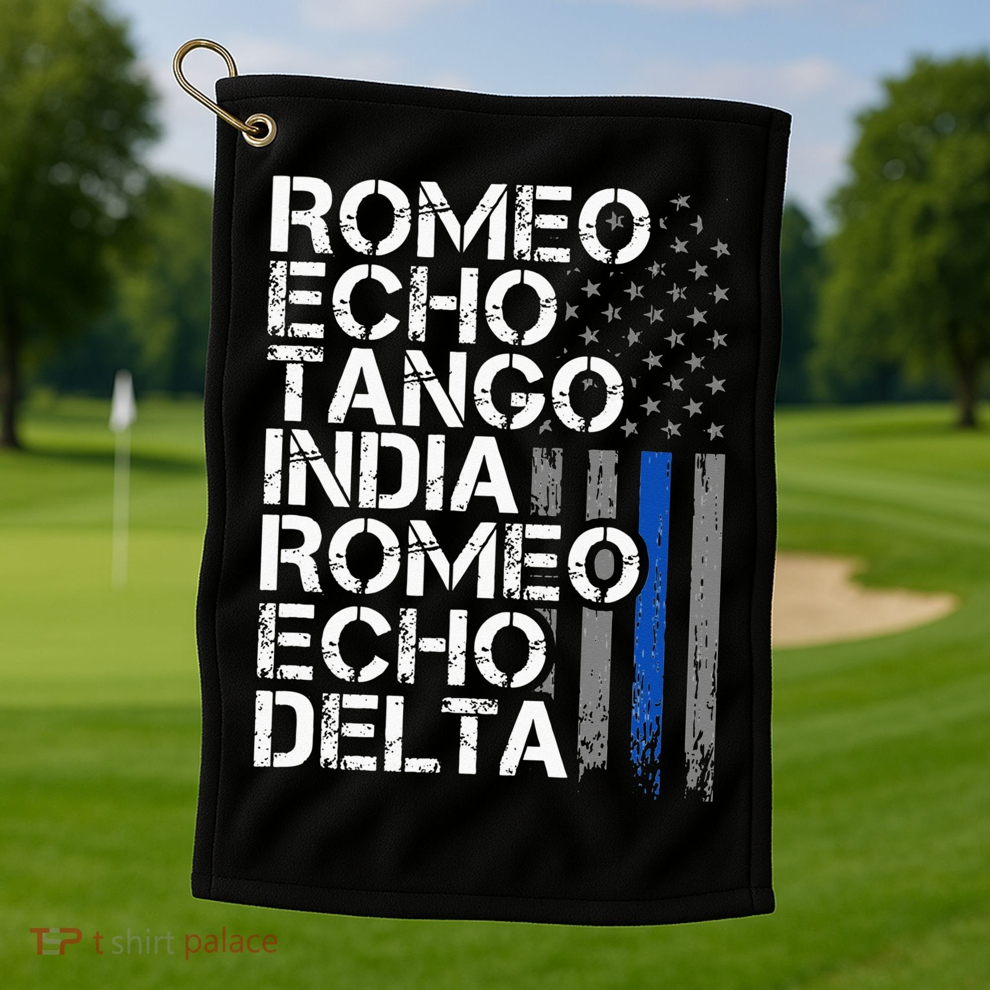 RETIRED Thin Blue Line Phonetic Code Police Retirement Golf Towel