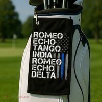 RETIRED Thin Blue Line Phonetic Code Police Retirement Golf Towel thumb 2
