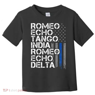 RETIRED Thin Blue Line Phonetic Code Police Retirement Toddler T-Shirt