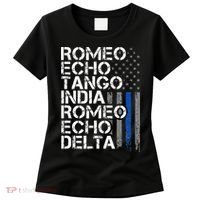 RETIRED Thin Blue Line Phonetic Code Police Retirement Women's T-Shirt thumb 0