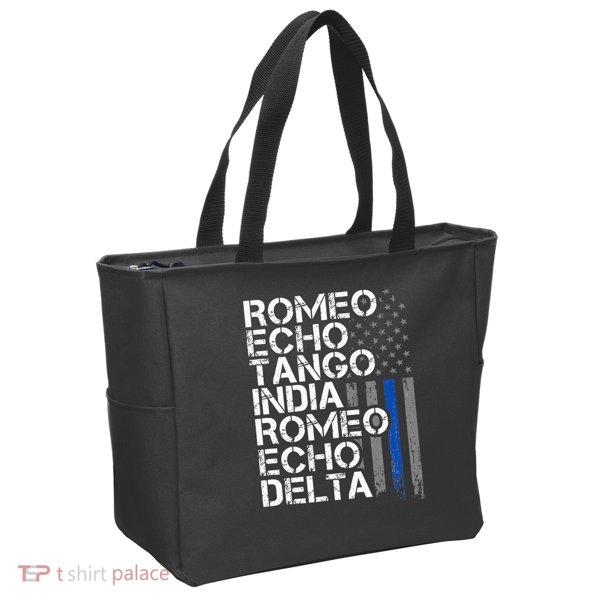 RETIRED Thin Blue Line Phonetic Code Police Retirement Tote Bag