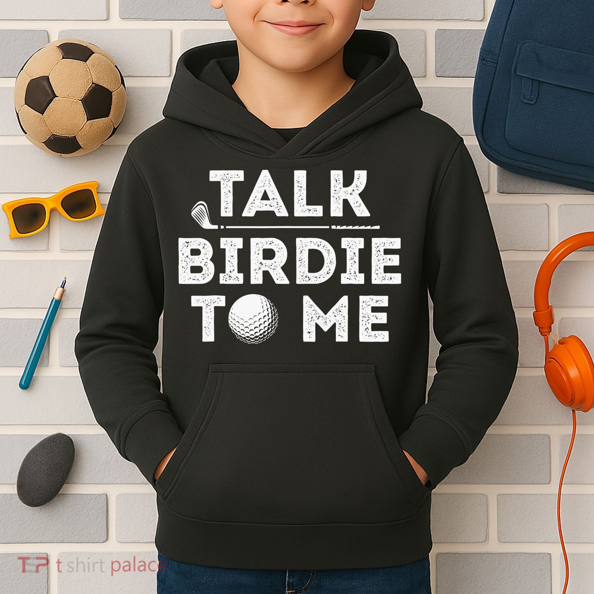Retro Talk Birdie To Me Funny Golf Player Pun Golfer Kids Hoodie