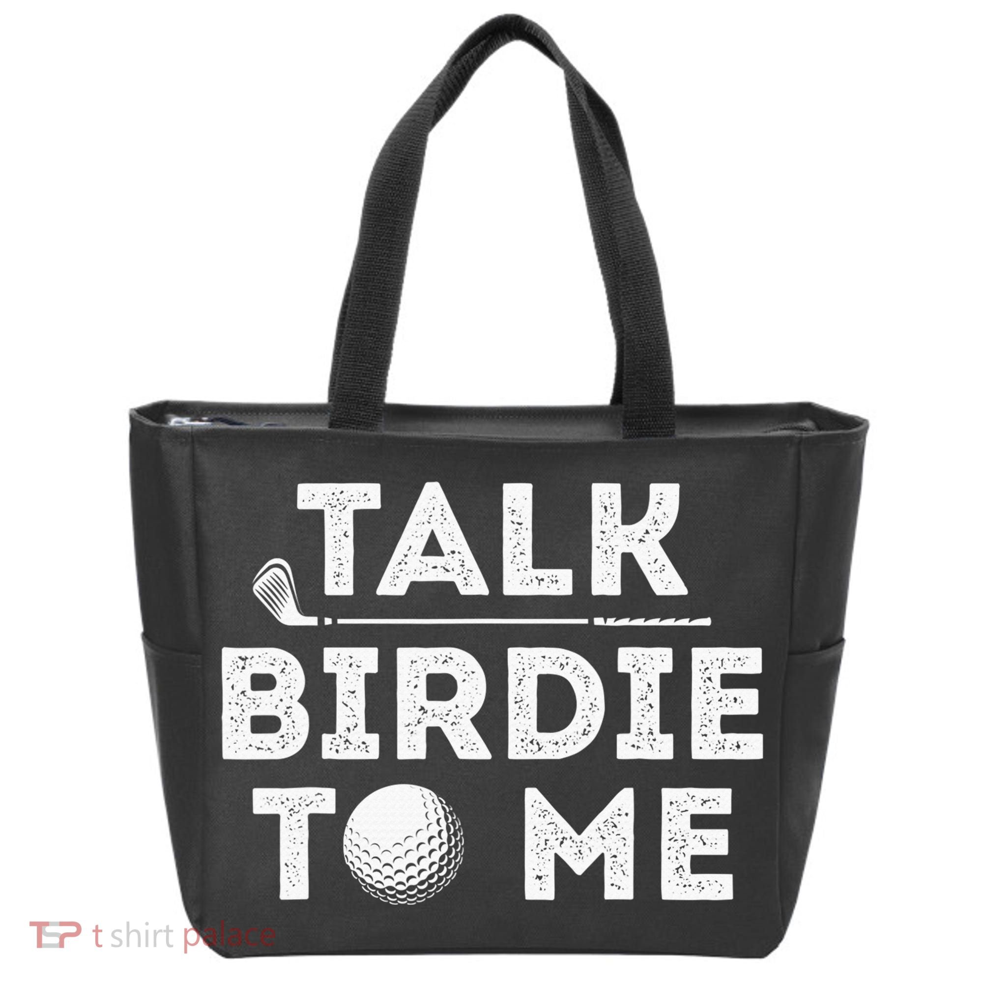 Retro Talk Birdie To Me Funny Golf Player Pun Golfer Tote Bag