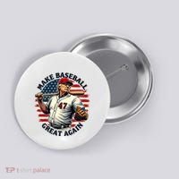 Retro Trump Baseball Jersey Make Baseball Great Again Button thumb 0