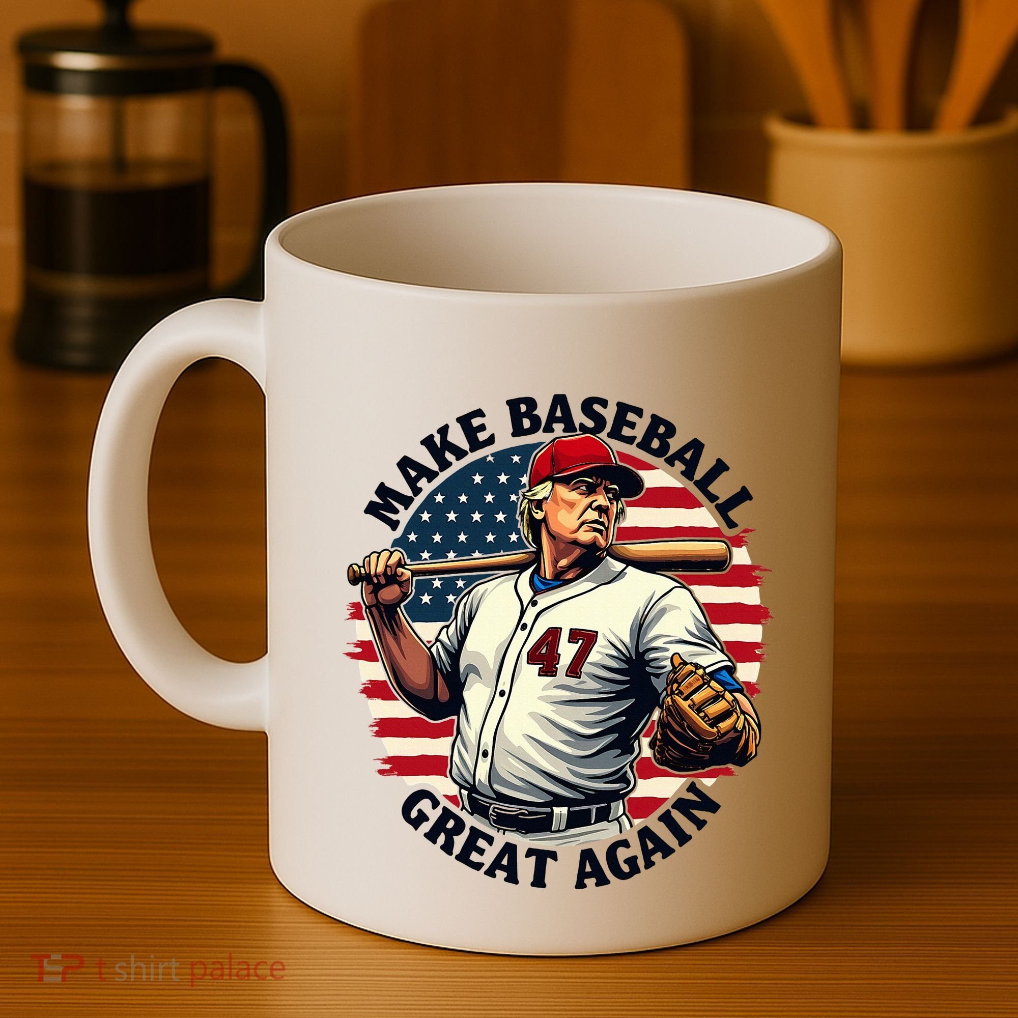 Retro Trump Baseball Jersey Make Baseball Great Again Coffee Mug