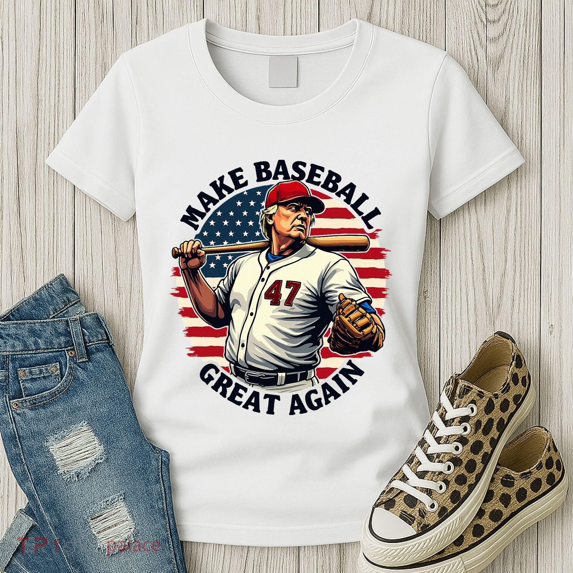 Retro Trump Baseball Jersey Make Baseball Great Again Women's T-Shirt