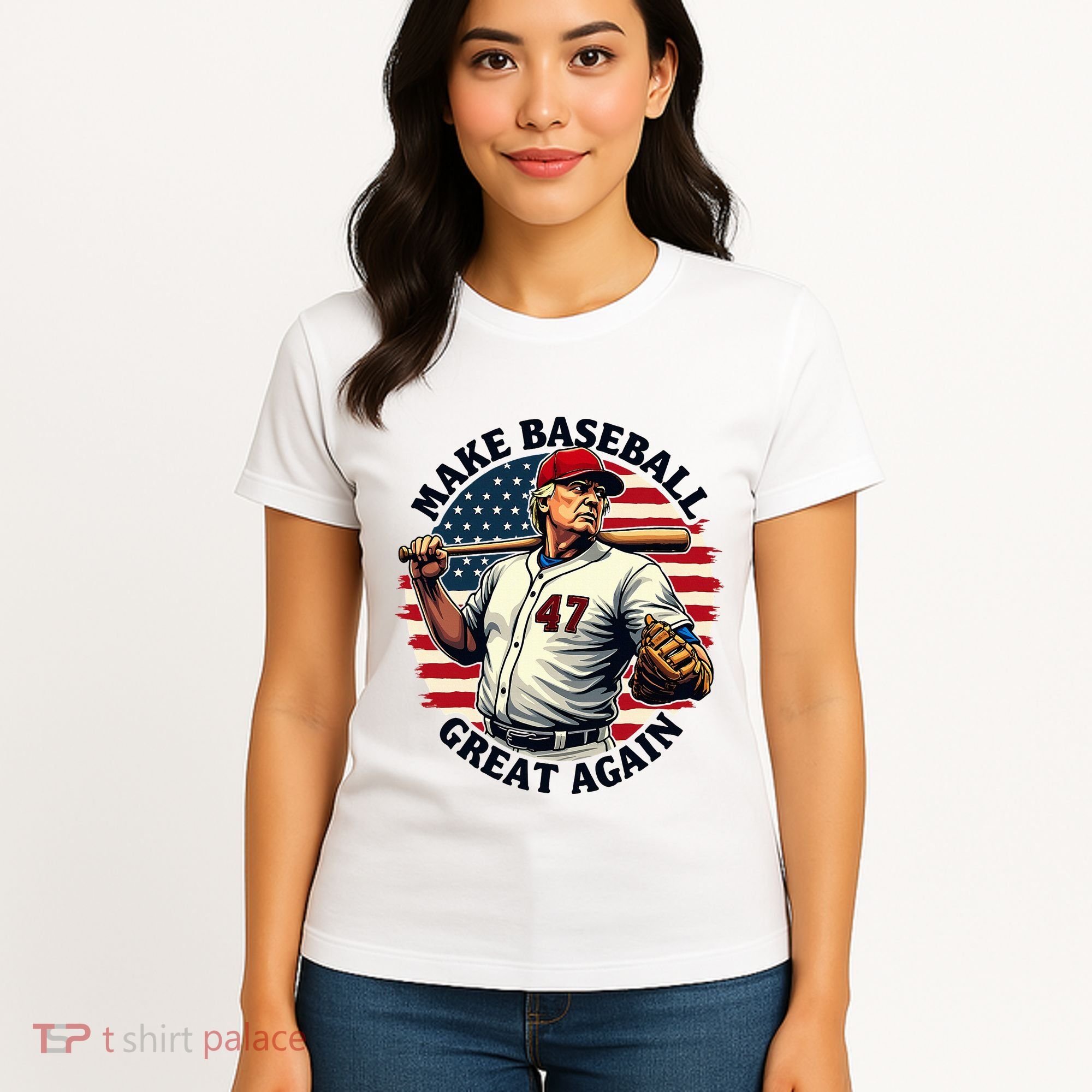 Retro Trump Baseball Jersey Make Baseball Great Again Women's T-Shirt