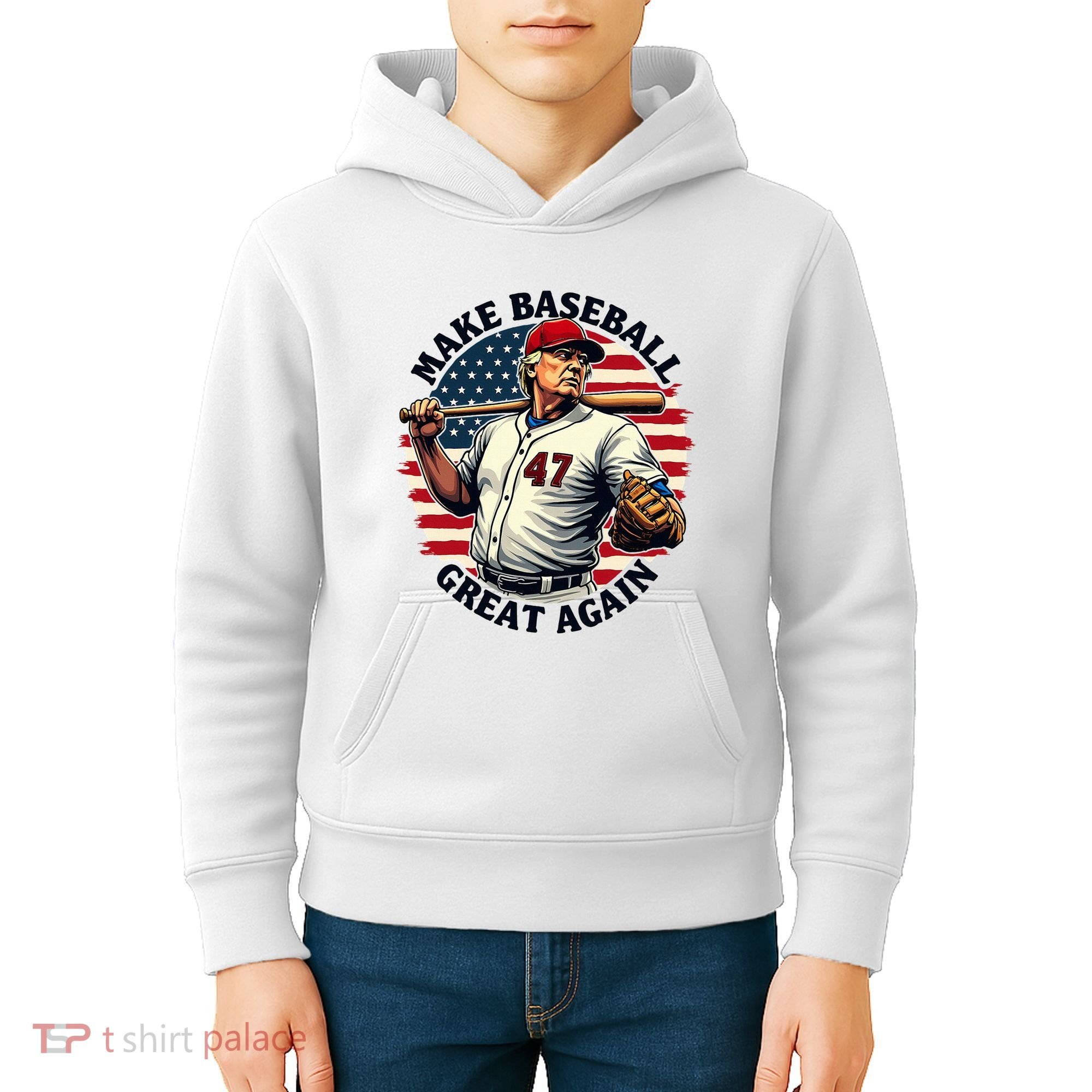 Retro Trump Baseball Jersey Make Baseball Great Again Kids Hoodie