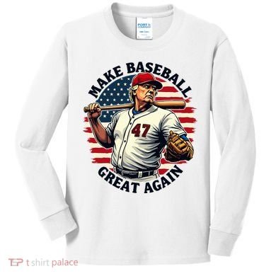 Retro Trump Baseball Jersey Make Baseball Great Again Kids Long Sleeve Shirt
