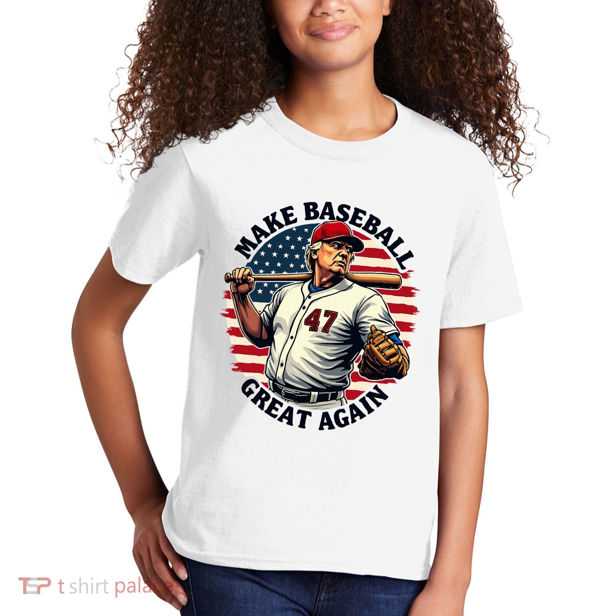Retro Trump Baseball Jersey Make Baseball Great Again Kids T-Shirt