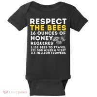 Respect The Bees Bee Lover Beekeeping & Beekeeper Baby Bodysuit thumb 0