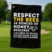 Respect The Bees Bee Lover Beekeeping & Beekeeper Golf Towel thumb 1
