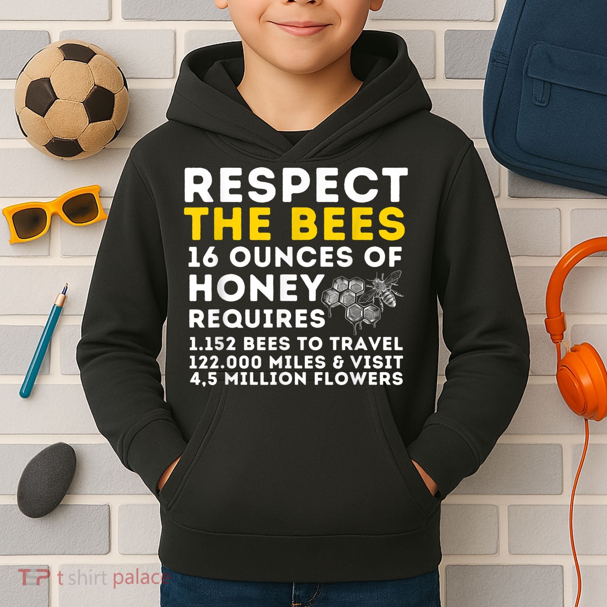 Respect The Bees Bee Lover Beekeeping & Beekeeper Kids Hoodie