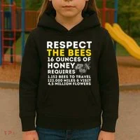 Respect The Bees Bee Lover Beekeeping & Beekeeper Kids Hoodie thumb 3