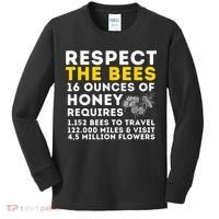 Respect The Bees Bee Lover Beekeeping & Beekeeper Kids Long Sleeve Shirt thumb 0