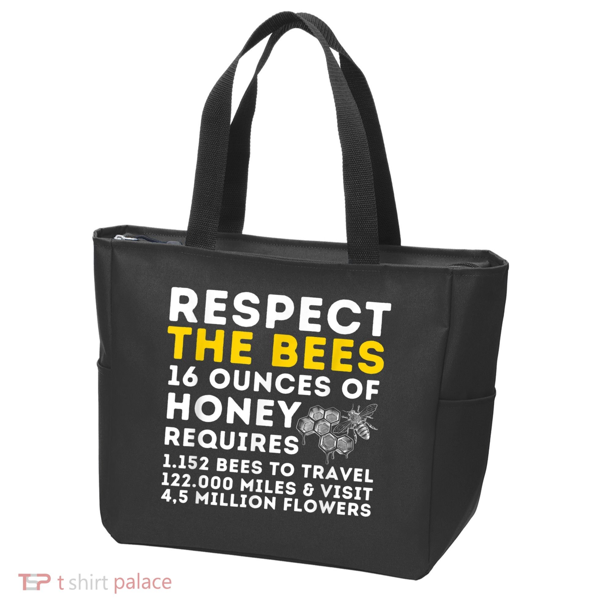 Respect The Bees Bee Lover Beekeeping & Beekeeper Tote Bag