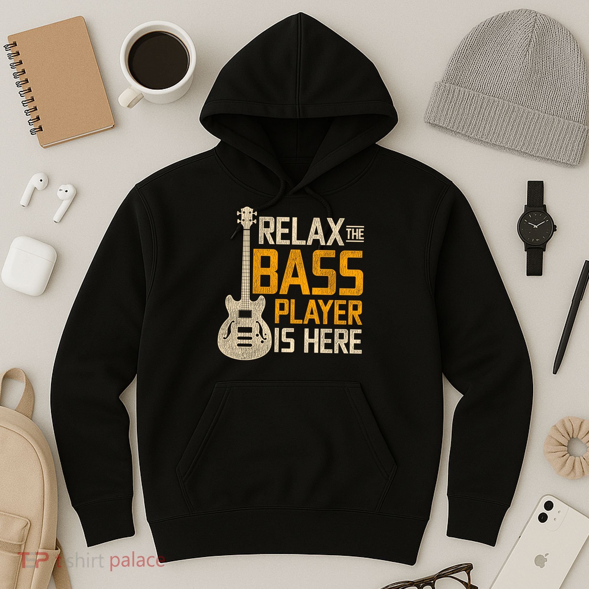 Relax The Bass Player Is Here Bass Guitar Gift Hoodie