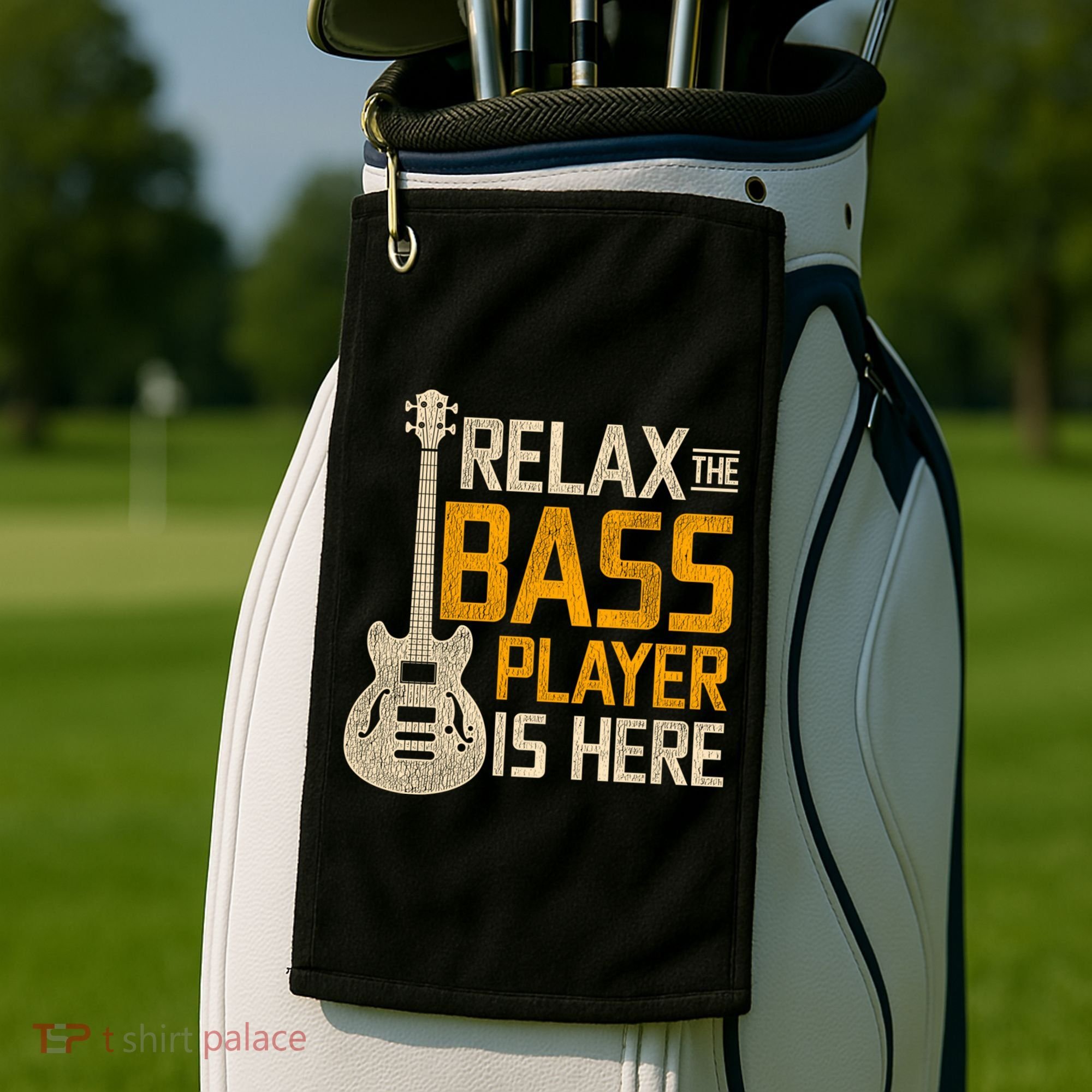 Relax The Bass Player Is Here Bass Guitar Gift Golf Towel