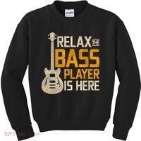 Relax The Bass Player Is Here Bass Guitar Gift Kids Sweatshirt thumb 0
