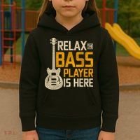 Relax The Bass Player Is Here Bass Guitar Gift Kids Hoodie thumb 3