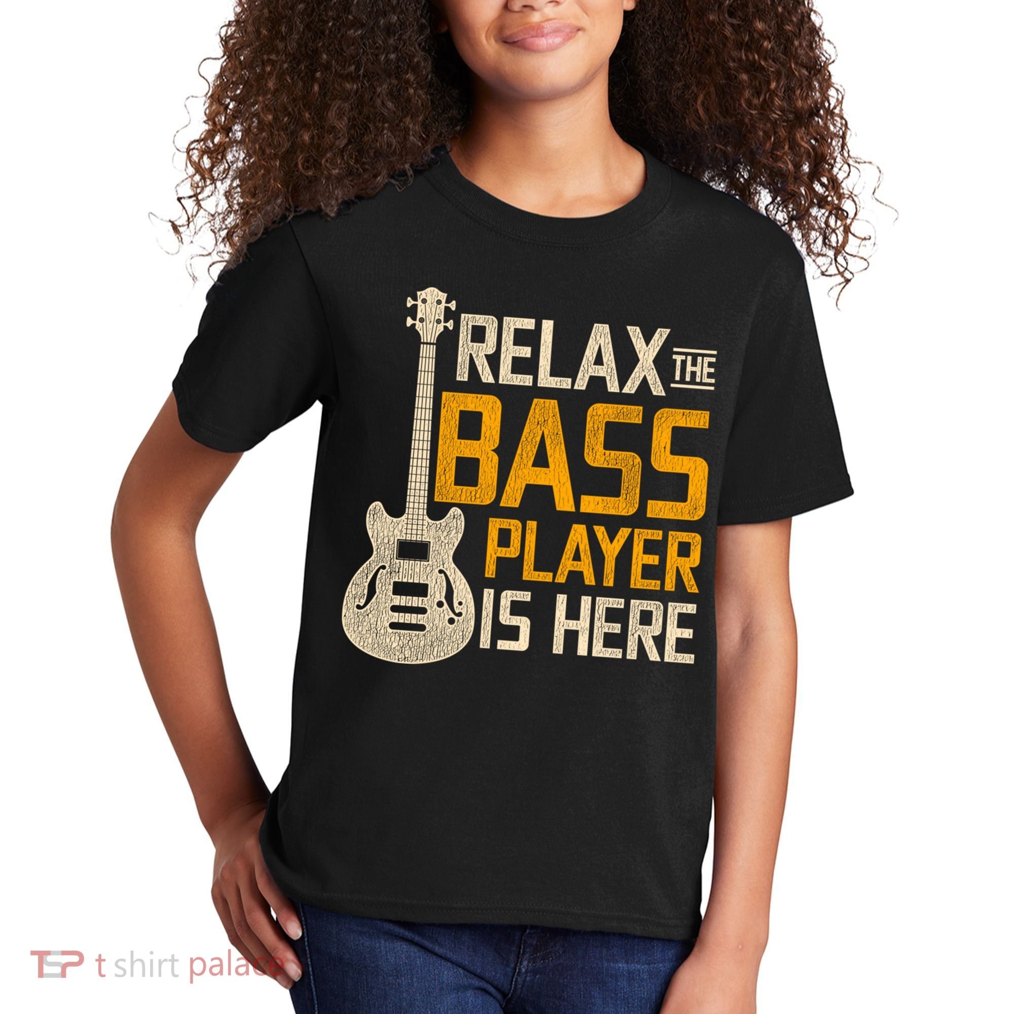 Relax The Bass Player Is Here Bass Guitar Gift Kids T-Shirt