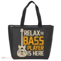 Relax The Bass Player Is Here Bass Guitar Gift Tote Bag thumb 0