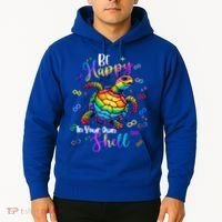 Rainbow Turtle Be Happy In Your Own Shell Autism Awareness Hoodie thumb 2