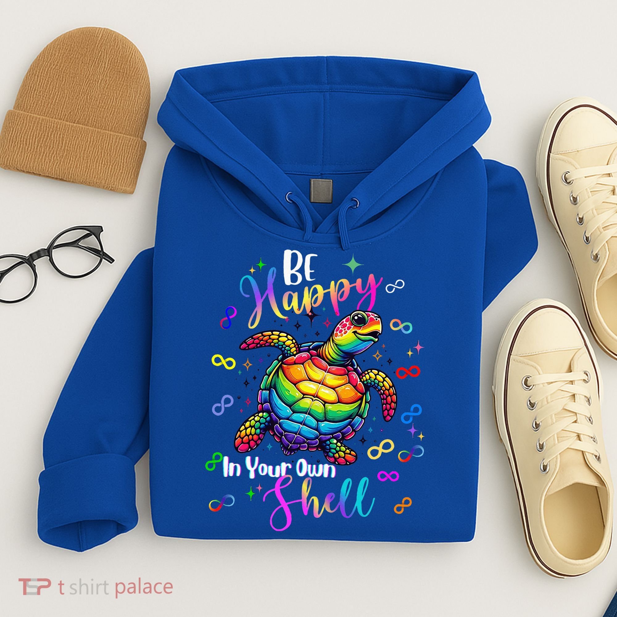 Rainbow Turtle Be Happy In Your Own Shell Autism Awareness Hoodie