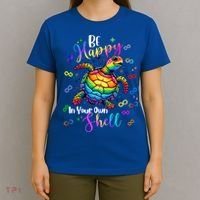 Rainbow Turtle Be Happy In Your Own Shell Autism Awareness T-Shirt thumb 4