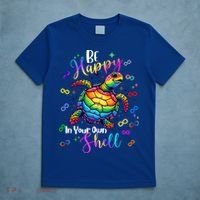 Rainbow Turtle Be Happy In Your Own Shell Autism Awareness T-Shirt thumb 5