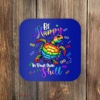 Rainbow Turtle Be Happy In Your Own Shell Autism Awareness Coaster thumb 0