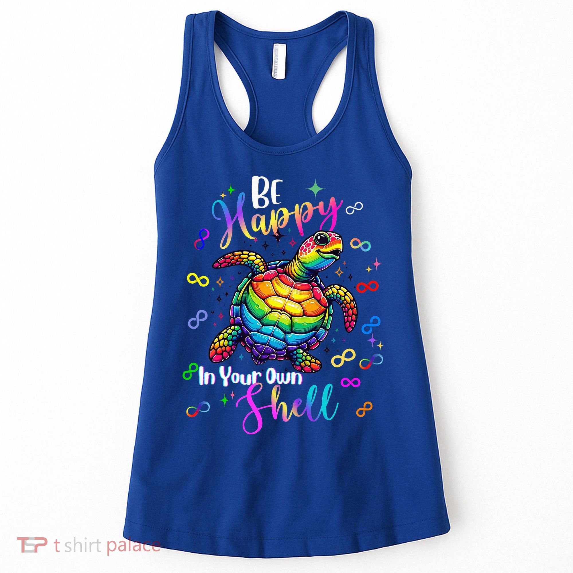 Rainbow Turtle Be Happy In Your Own Shell Autism Awareness Women's Tank Top