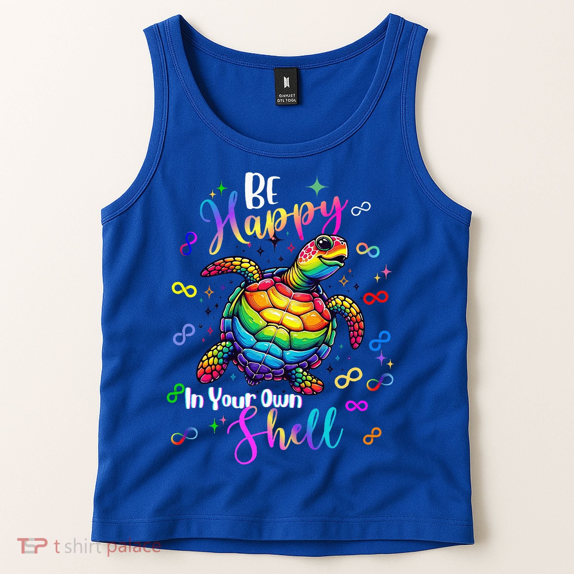 Rainbow Turtle Be Happy In Your Own Shell Autism Awareness Tank Top
