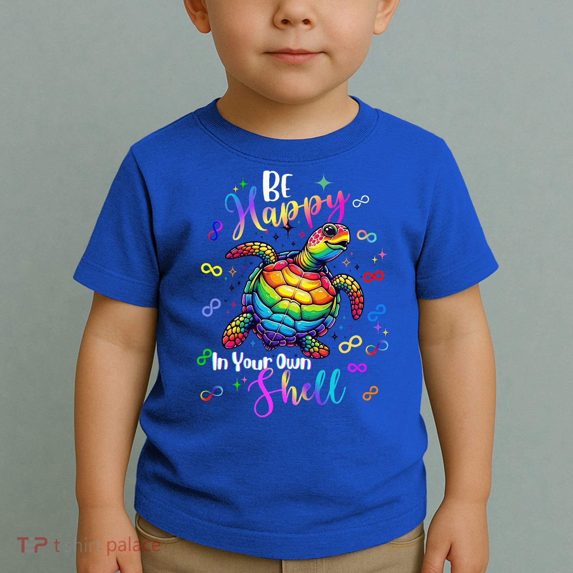 Rainbow Turtle Be Happy In Your Own Shell Autism Awareness Toddler T-Shirt