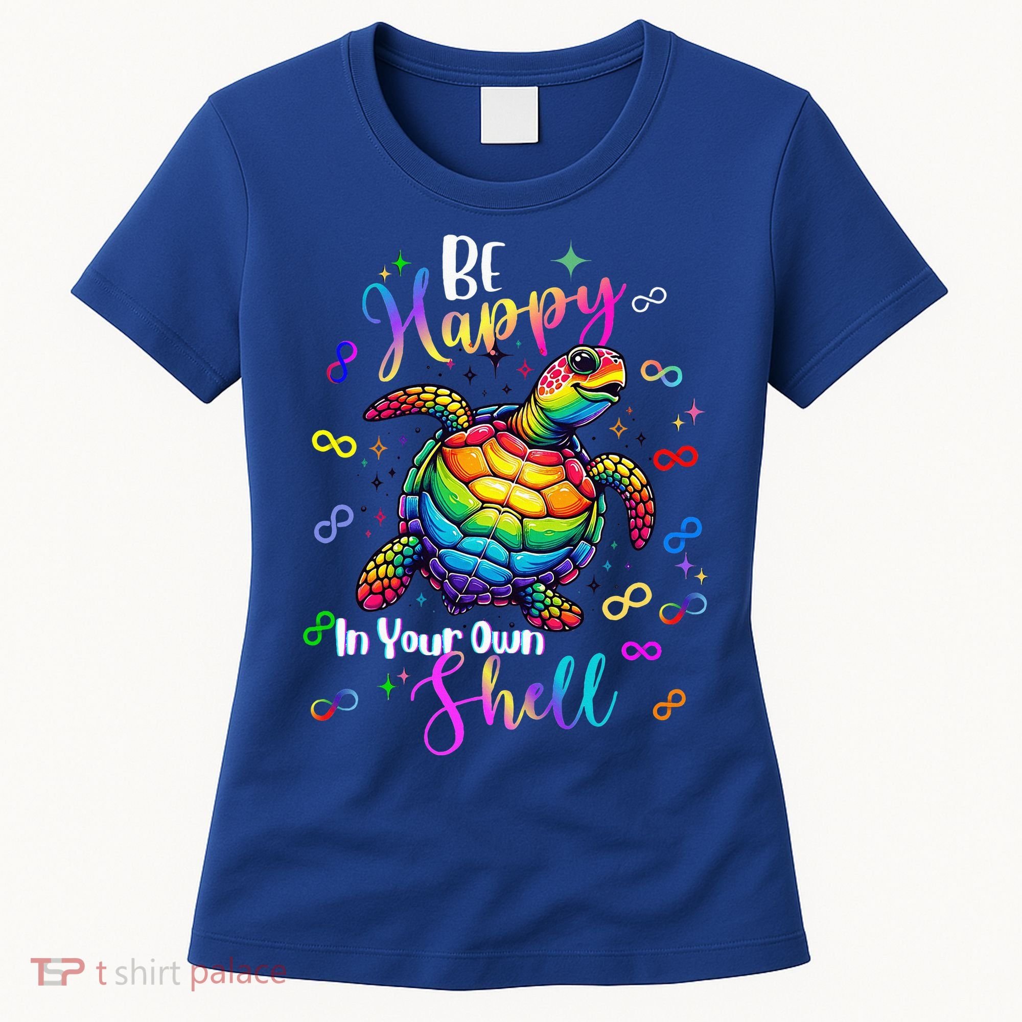 Rainbow Turtle Be Happy In Your Own Shell Autism Awareness Women's T-Shirt