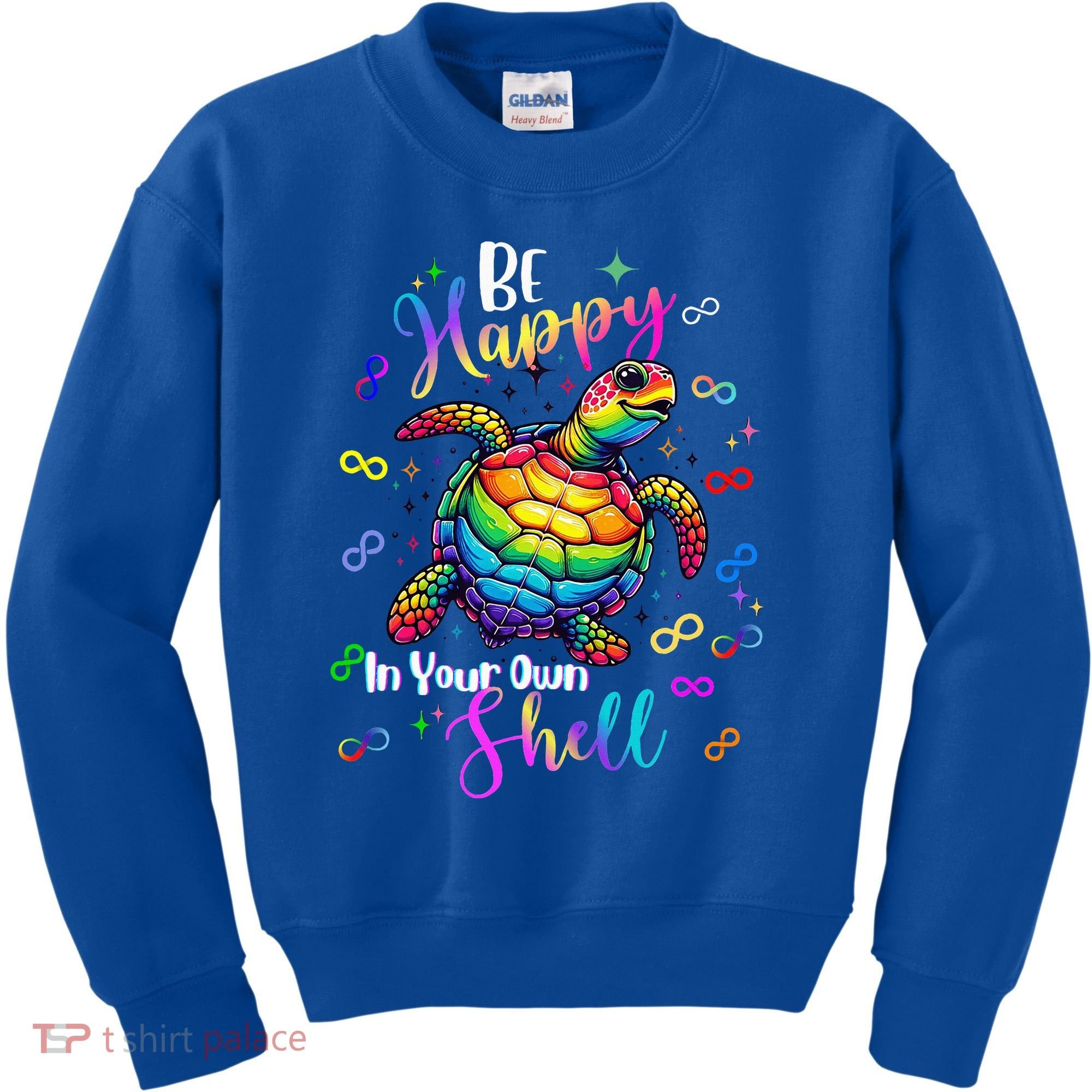 Rainbow Turtle Be Happy In Your Own Shell Autism Awareness Kids Sweatshirt