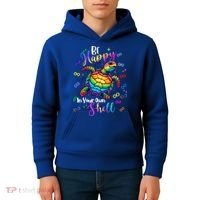Rainbow Turtle Be Happy In Your Own Shell Autism Awareness Kids Hoodie thumb 4