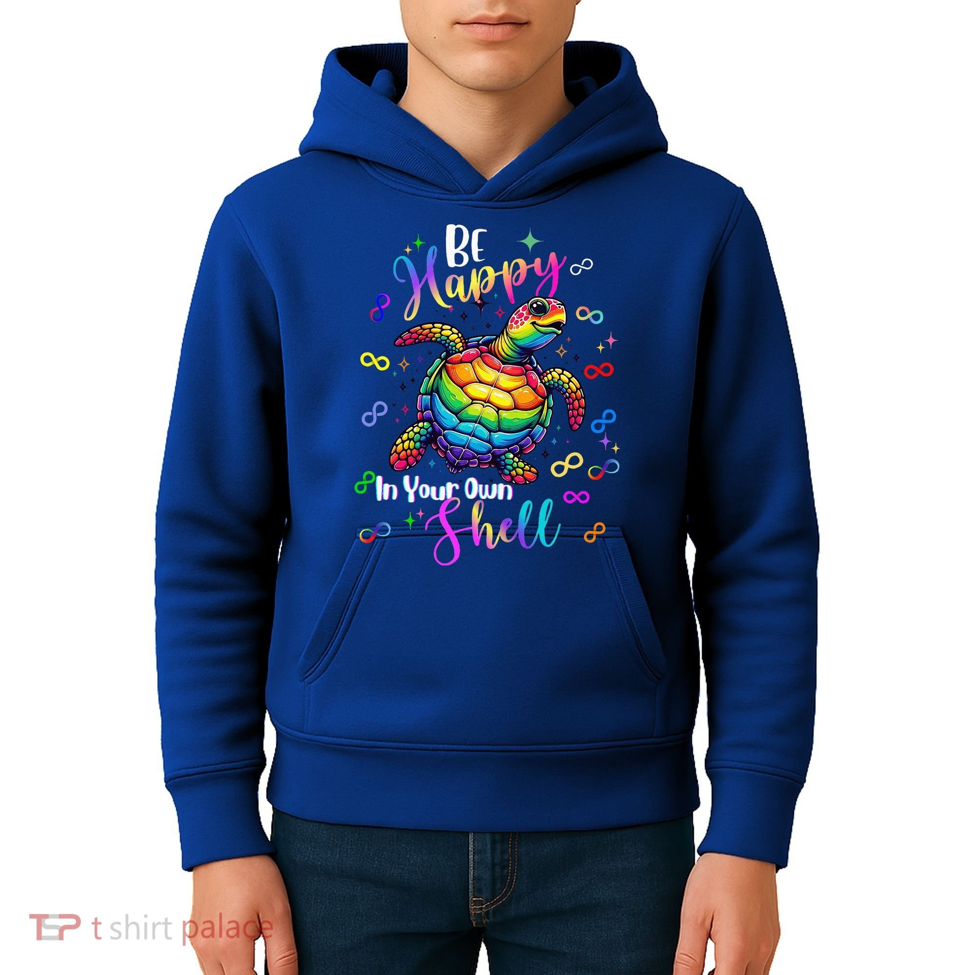 Rainbow Turtle Be Happy In Your Own Shell Autism Awareness Kids Hoodie