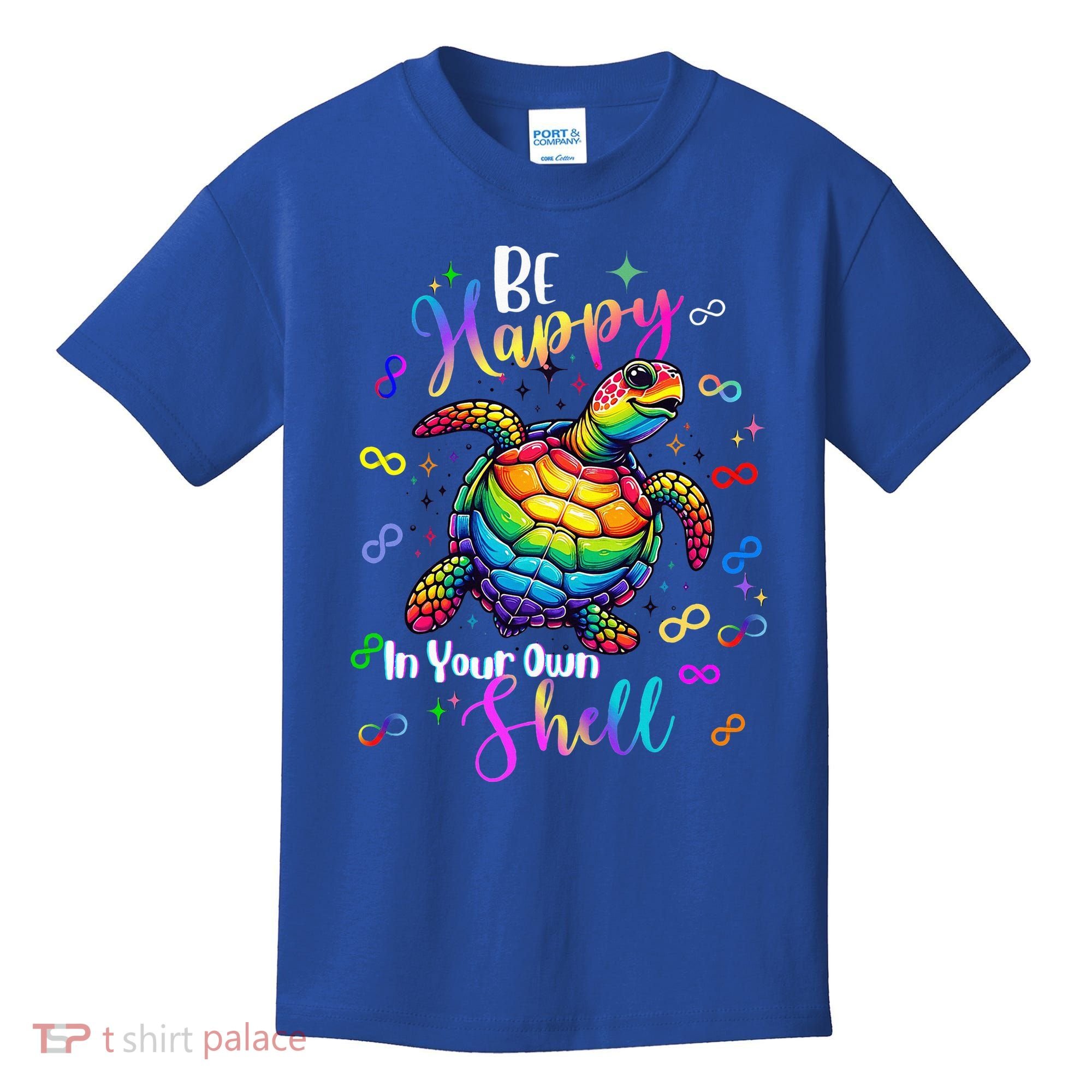 Rainbow Turtle Be Happy In Your Own Shell Autism Awareness Kids T-Shirt