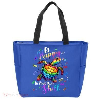 Rainbow Turtle Be Happy In Your Own Shell Autism Awareness Tote Bag