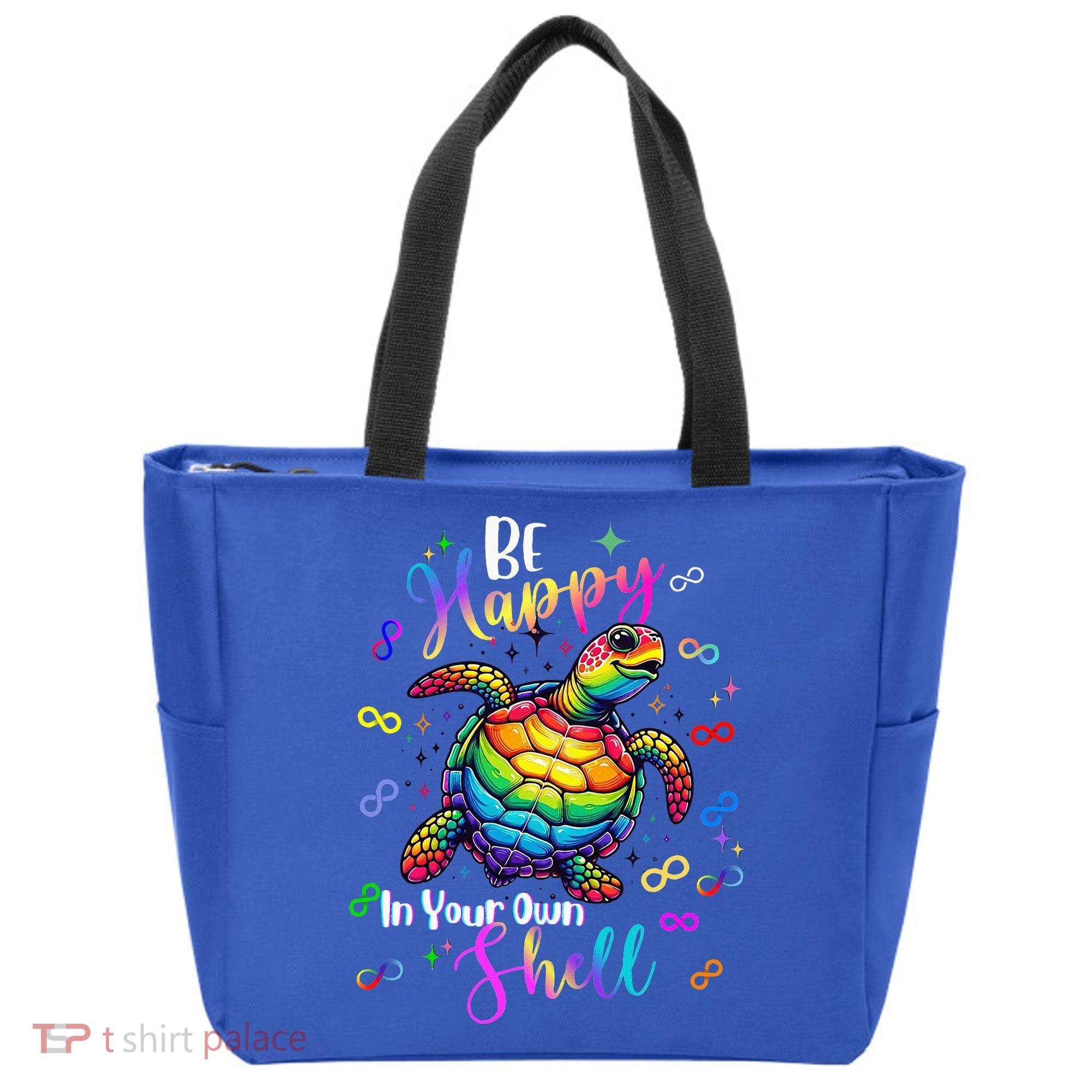 Rainbow Turtle Be Happy In Your Own Shell Autism Awareness Tote Bag
