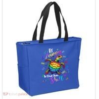Rainbow Turtle Be Happy In Your Own Shell Autism Awareness Tote Bag thumb 2