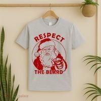 Respect The Beard Santa Claus Funny Christmas T-Shirt thumb 2