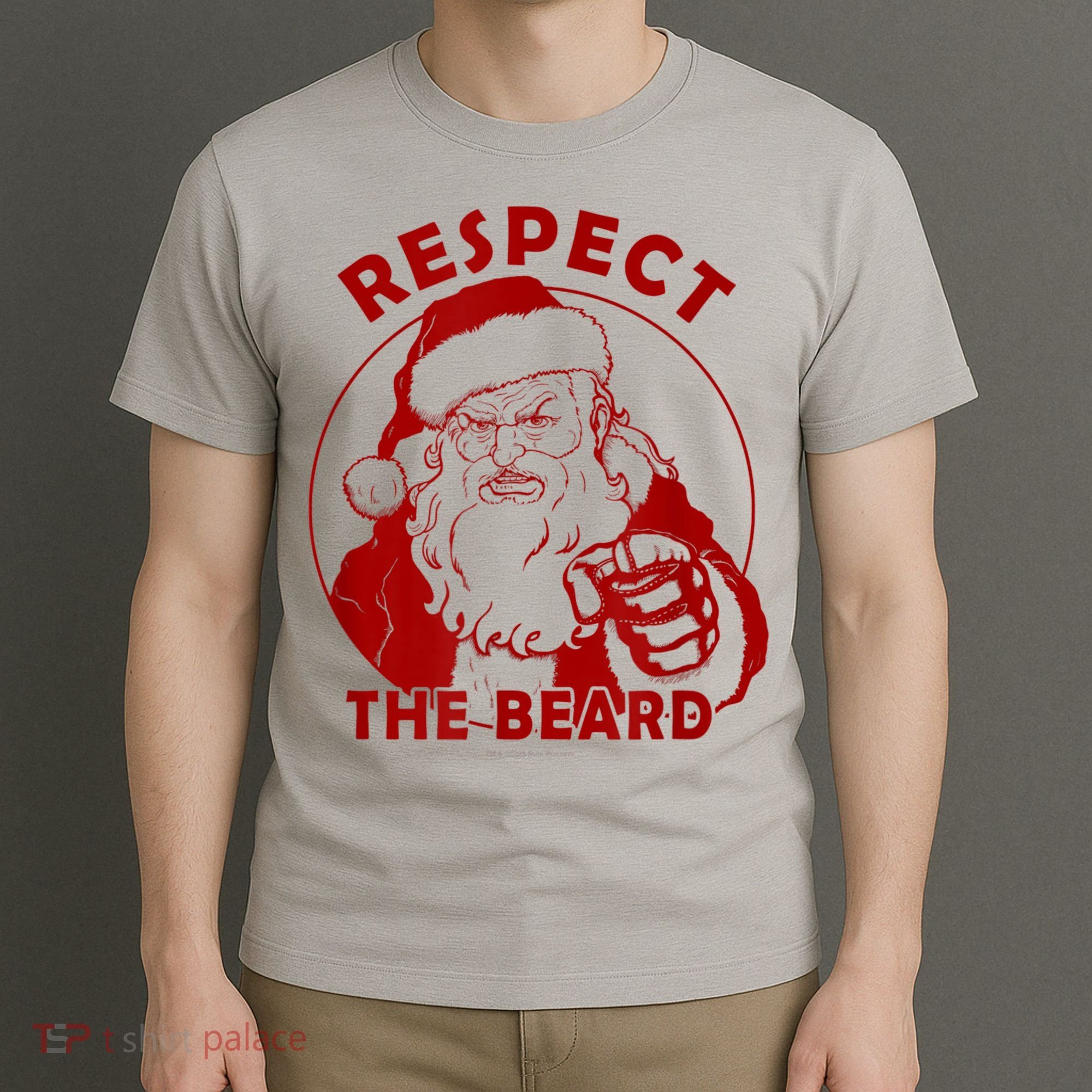 Respect The Beard Santa Claus Funny Christmas T-Shirt