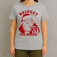 Respect The Beard Santa Claus Funny Christmas T-Shirt thumb 4
