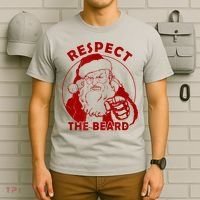 Respect The Beard Santa Claus Funny Christmas T-Shirt thumb 6