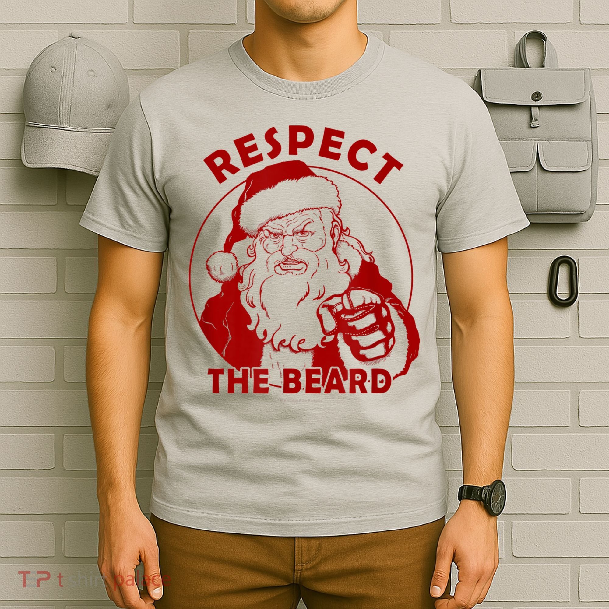 Respect The Beard Santa Claus Funny Christmas T-Shirt