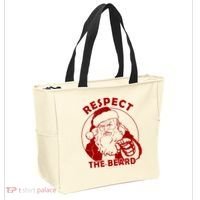 Respect The Beard Santa Claus Funny Christmas Tote Bag thumb 2