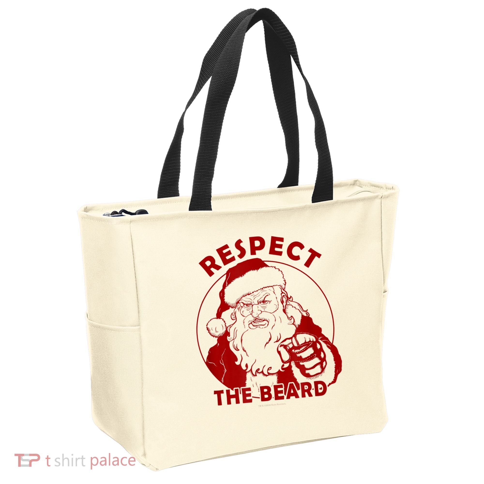 Respect The Beard Santa Claus Funny Christmas Tote Bag