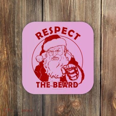 Respect The Beard Santa Claus Funny Christmas Coaster
